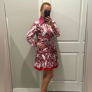 Majolica-print skirt with blouse, size S